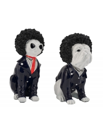 Set de 2 chiens rockers coupes afro