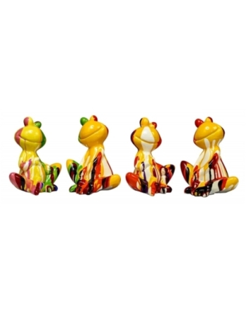 Set de 4 joyeuses grenouilles assises en tailleur façon trash