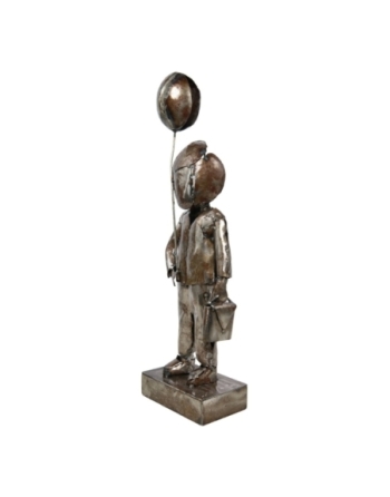 Originale statuette entièrement en métal représentant un bonhomme au ballon.