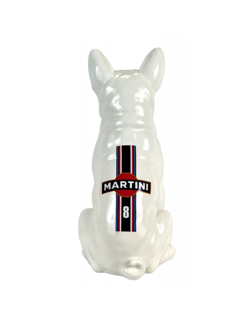 Bouledogue blanc assis effet Martini