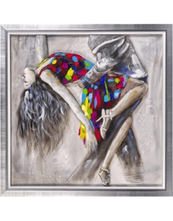 Peinture sur plexiglass encadrée représentant la sensualité du tango.