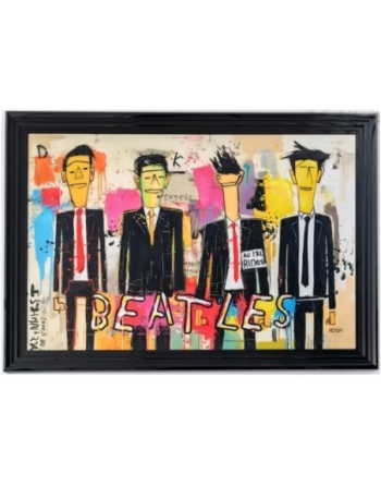 Tableau de décoration contemporaine encadré représentant le célèbre et mythique groupe anglais "les Beatles".